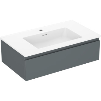 Kúpeľňová skrinka Mexen Orio 80 cm s umývadlom Otis, 1 zásuvka, matný grafit/matná biela - 91A10-08023-1-BF66-W18M01