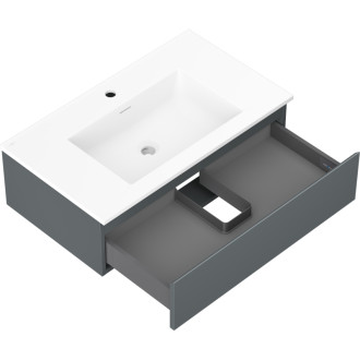 Kúpeľňová skrinka Mexen Orio 80 cm s umývadlom Otis, 1 zásuvka, matný grafit/matná biela - 91A10-08023-1-BF66-W18M01