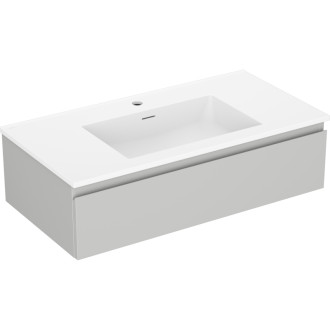 Kúpeľňová skrinka Mexen Orio 90 cm s umývadlom Otis, 1 zásuvka, matná šedá/matná biela - 91A10-09023-1-BF62-W18M01