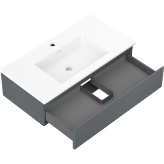 Kúpeľňová skrinka Mexen Orio 90 cm s umývadlom Otis, 1 zásuvka, matný grafit/matná biela - 91A10-09023-1-BF66-W18M01