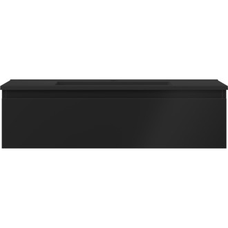 Kúpeľňová skrinka Mexen Orio 90 cm s umývadlom Otis, 1 zásuvka, matná čierna - 91A10-09023-1-BF71-W18M71