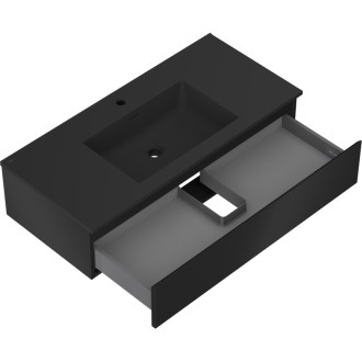 Kúpeľňová skrinka Mexen Orio 100 cm s umývadlom Otis, 1 zásuvka, matná čierna - 91A10-10023-1-BF71-W18M71