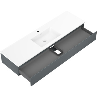 Kúpeľňová skrinka Mexen Orio 160 cm s umývadlom Otis, 1 zásuvka, matný grafit/matná biela - 91A10-16023-1-BF66-W18M01