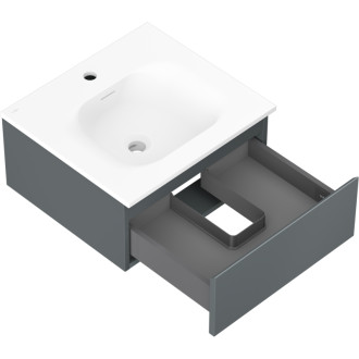 Kúpeľňová skrinka Mexen Orio 50 cm s umývadlom Vela, 1 zásuvka, grafit matný/biela matná - 91A10-05023-1-BF66-W23M01