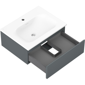 Kúpeľňová skrinka Mexen Orio 60 cm s umývadlom Vela, 1 zásuvka, grafit matný/biela matná - 91A10-06023-1-BF66-W23M01