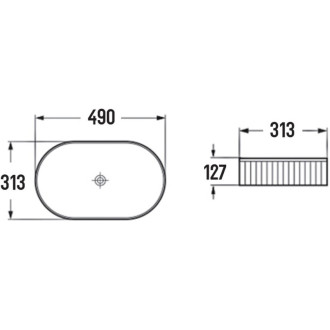 Umývadlo Mexen Grovo na dosku, drážkované, 49 x 31 cm, biele - 22304900