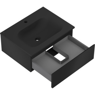 Kúpeľňová skrinka Mexen Orio 60 cm s umývadlom Vela, 1 zásuvka, matná čierna - 91A10-06023-1-BF71-W23M71