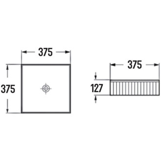 Umývadlo Mexen Grovo s drážkou na dosku 37 x 37 cm, matná čierna - 22303785