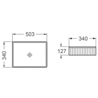 Umývadlo Mexen Grovo s drážkou na dosku 50 x 34 cm, matná čierna - 22305085