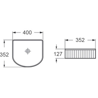 Umývadlo Mexen Grovo s drážkou na dosku 40 x 35 cm, matná čierna - 22304085