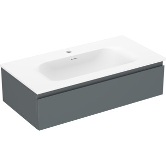 Kúpeľňová skrinka Mexen Orio 90 cm s umývadlom Vela, 1 zásuvka, matný grafit/matná biela - 91A10-09023-1-BF66-W23M01