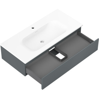 Kúpeľňová skrinka Mexen Orio 100 cm s umývadlom Vela, 1 zásuvka, matný grafit/matná biela - 91A10-10023-1-BF66-W23M01