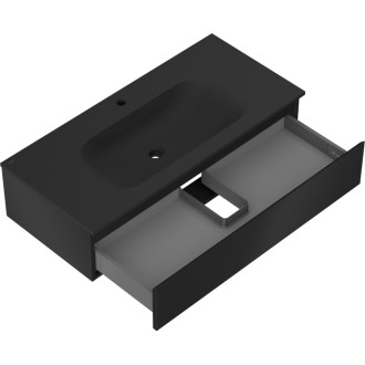 Kúpeľňová skrinka Mexen Orio 100 cm s umývadlom Vela, 1 zásuvka, matná čierna - 91A10-10023-1-BF71-W23M71