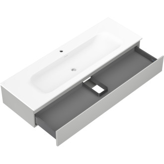 Kúpeľňová skrinka Mexen Orio 140 cm s umývadlom Vela, 1 zásuvka, matná šedá/matná biela - 91A10-14023-1-BF62-W23M01