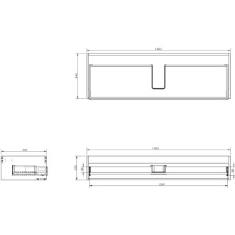 Kúpeľňová skrinka Mexen Orio 140 cm s umývadlom Vela, 1 zásuvka, matná šedá/matná biela - 91A10-14023-1-BF62-W23M01