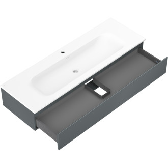 Kúpeľňová skrinka Mexen Orio 140 cm s umývadlom Vela, 1 zásuvka, grafit matný/biela matná - 91A10-14023-1-BF66-W23M01