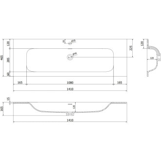 Kúpeľňová skrinka Mexen Orio 140 cm s umývadlom Vela, 1 zásuvka, grafit matný/biela matná - 91A10-14023-1-BF66-W23M01