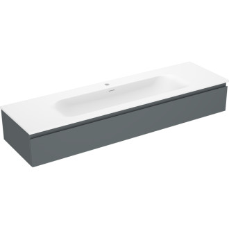 Kúpeľňová skrinka Mexen Orio 160 cm s umývadlom Vela, 1 zásuvka, matný grafit/matná biela - 91A10-16023-1-BF66-W23M01