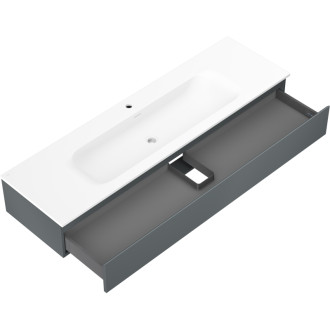 Kúpeľňová skrinka Mexen Orio 160 cm s umývadlom Vela, 1 zásuvka, matný grafit/matná biela - 91A10-16023-1-BF66-W23M01