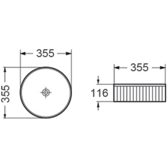 Umývadlo Mexen Grovo s drážkou na dosku 35 x 35 cm, biele - 22303500