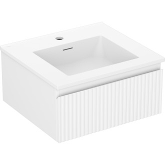 Kúpeľňová skrinka Mexen Rivel 50 cm s umývadlom Otis, 1 zásuvka, drážkovaná, matná biela - 91A20-05023-1-BF01-W18M01