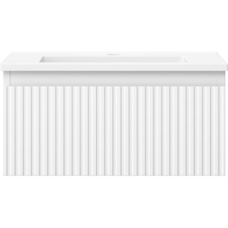 Kúpeľňová skrinka Mexen Rivel 50 cm s umývadlom Otis, 1 zásuvka, drážkovaná, matná biela - 91A20-05023-1-BF01-W18M01