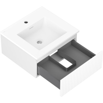 Kúpeľňová skrinka Mexen Rivel 50 cm s umývadlom Otis, 1 zásuvka, drážkovaná, matná biela - 91A20-05023-1-BF01-W18M01