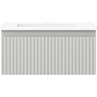 Kúpeľňová skrinka Mexen Rivel 50 cm s umývadlom Otis, 1 zásuvka, drážkovaná, matne šedá/matne biela - 91A20-05023-1-BF62-W18M01