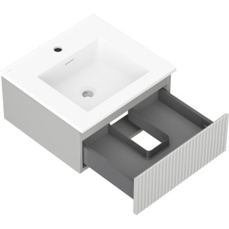 Kúpeľňová skrinka Mexen Rivel 50 cm s umývadlom Otis, 1 zásuvka, drážkovaná, matne šedá/matne biela - 91A20-05023-1-BF62-W18M01