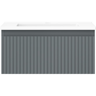 Kúpeľňová skrinka Mexen Rivel 50 cm s umývadlom Otis, 1 zásuvka, drážkovaná, grafit matný/biela matná - 91A20-05023-1-BF66-W18M01