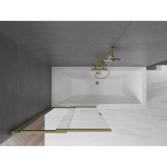 Mexen Fox posuvná vaňová zástena s 2 krídlami 85 x 150 cm, priehľadná, kartáčované zlato - 891-085-002-55-00