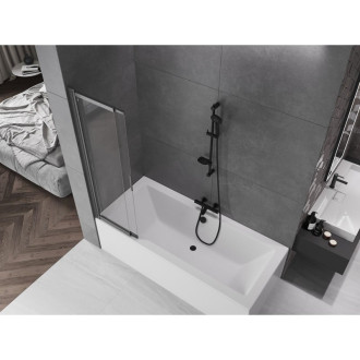 Mexen Fox 2dielna posuvná vaňová zástena 85 x 150 cm, priehľadná, kartáčovaná pištoľovo sivá - 891-085-002-66-00