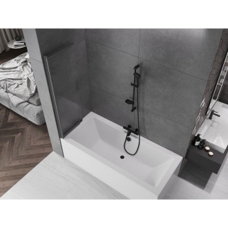 Mexen Fox 2dielna posuvná vaňová zástena 85 x 150 cm, priehľadná, kartáčovaná pištoľovo sivá - 891-085-002-66-00