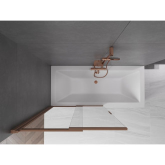 Mexen Fox posuvná vaňová zástena s 2 krídlami 100 x 150 cm, priehľadná, kartáčovaná meď - 891-100-002-65-00