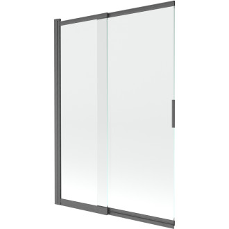 Mexen Fox 2dielna posuvná vaňová zástena 120 x 150 cm, priehľadná, kartáčovaná pištoľovo sivá - 891-120-002-66-00
