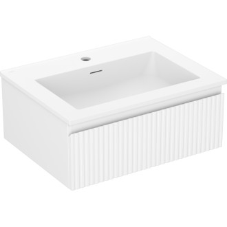 Kúpeľňová skrinka Mexen Rivel 60 cm s umývadlom Otis, 1 zásuvka, drážkovaná, matná biela - 91A20-06023-1-BF01-W18M01
