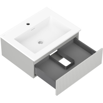 Kúpeľňová skrinka Mexen Rivel 60 cm s umývadlom Otis, 1 zásuvka, drážkovaná, matne šedá/matne biela - 91A20-06023-1-BF62-W18M01