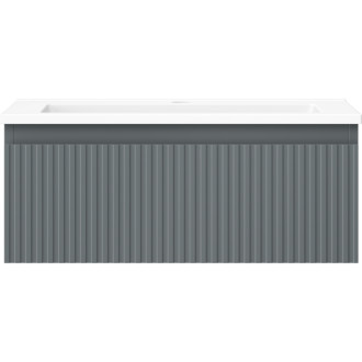 Kúpeľňová skrinka Mexen Rivel 60 cm s umývadlom Otis, 1 zásuvka, drážkovaná, grafit matný/biela matná - 91A20-06023-1-BF66-W18M01