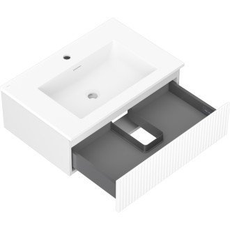 Kúpeľňová skrinka Mexen Rivel 70 cm s umývadlom Otis, 1 zásuvka, drážkovaná, matná biela - 91A20-07023-1-BF01-W18M01