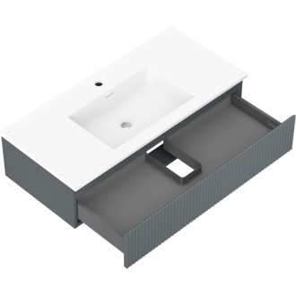Kúpeľňová skrinka Mexen Rivel 100 cm s umývadlom Otis, 1 zásuvka, drážkovaná, grafit matný/biela matná - 91A20-10023-1-BF66-W18M01