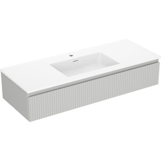 Mexen Rivel szafka łazienkowa 120 cm z umywalką Otis, 1 szuflada, ryflowana , szara mat/biała mat - 91A20-12023-1-BF62-W18M01