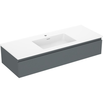 Mexen Rivel szafka łazienkowa 120 cm z umywalką Otis, 1 szuflada, ryflowana , grafit mat/biała mat - 91A20-12023-1-BF66-W18M0