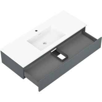Mexen Rivel szafka łazienkowa 120 cm z umywalką Otis, 1 szuflada, ryflowana , grafit mat/biała mat - 91A20-12023-1-BF66-W18M0