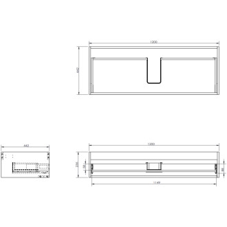 Mexen Rivel szafka łazienkowa 120 cm z umywalką Otis, 1 szuflada, ryflowana , grafit mat/biała mat - 91A20-12023-1-BF66-W18M0