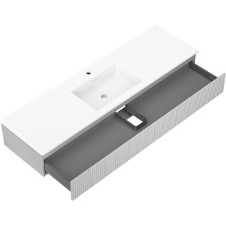 Kúpeľňová skrinka Mexen Rivel 160 cm s umývadlom Otis, 1 zásuvka, drážkovaná, matne šedá/matne biela - 91A20-16023-1-BF62-W18M01