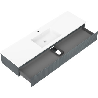 Kúpeľňová skrinka Mexen Rivel 160 cm s umývadlom Otis, 1 zásuvka, drážkovaná, grafit matný/biela matná - 91A20-16023-1-BF66-W18M0