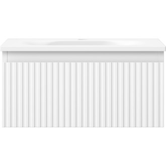 Kúpeľňová skrinka Mexen Rivel 50 cm s umývadlom Vela, 1 zásuvka, drážkovaná, matná biela - 91A20-05023-1-BF01-W23M01