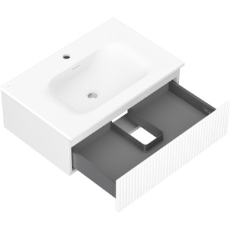 Kúpeľňová skrinka Mexen Rivel 70 cm s umývadlom Vela, 1 zásuvka, drážkovaná, matná biela - 91A20-07023-1-BF01-W23M01