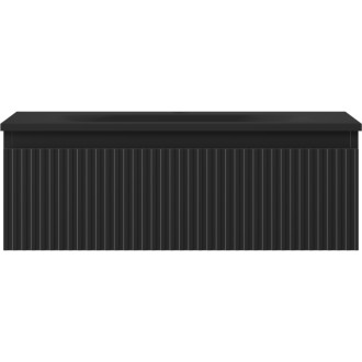 Kúpeľňová skrinka Mexen Rivel 70 cm s umývadlom Vela, 1 zásuvka, drážkovaná, matná čierna - 91A20-07023-1-BF71-W23M71