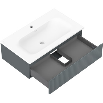 Kúpeľňová skrinka Mexen Rivel 80 cm s umývadlom Vela, 1 zásuvka, drážkovaná, grafit matný/biela matná - 91A20-08023-1-BF66-W23M01